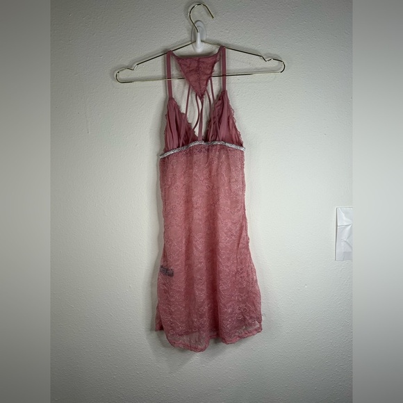 Bebe Pink Lace Strappy Babydoll Chemise – Size Medium - Picture 6 of 9